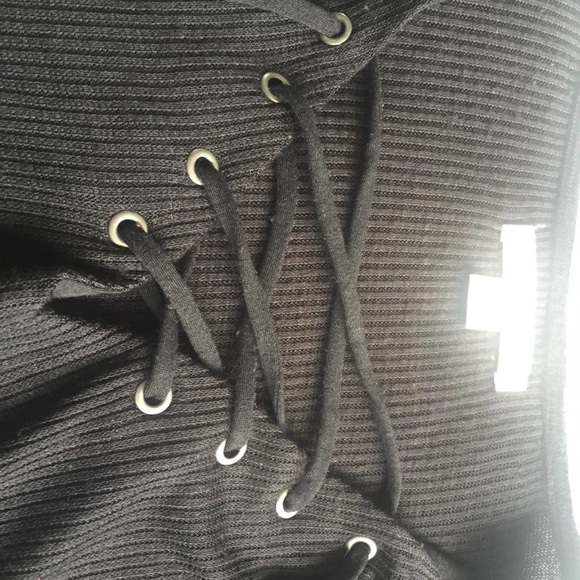 Black Lace Up Top - Picture 3 of 4